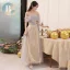 Chic / Beautiful Gold Sequins Bridesmaid Dresses 2023 A-Line / Princess Off-The-Shoulder Short Sleeve Backless Floor-Length / Long Bridesmaid Dresses