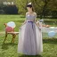 Simple Lavande Robe Demoiselle D'honneur 2022 Princesse Manches Courtes Dos Nu Noeud Ceinture Longue Demoiselle D'honneur