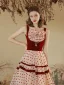 Chic / Beautiful Burgundy Spotted Prom Dresses 2022 A-Line / Princess Square Neckline Sleeveless Bow Pearl Backless Floor-Length / Long Prom Formal Dresses