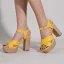 Fashion Yellow Street Wear Womens Sandals 2022 Ankle Strap 10 cm Thick Heels High Heels Open / Peep Toe Sandals
