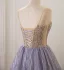 Bling Bling Lavender Sequins Prom Dresses 2025 Ball Gown V-Neck Puffy Short Sleeve Backless Floor-Length / Long Formal Dresses