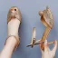 Sexy Gold Rhinestone Summer Evening Party Womens Sandals 2024 Ankle Strap 6 cm Stiletto Heels Open / Peep Toe Sandals High Heels