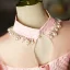 Charmant Rose Bonbon Anniversaire Perle Faux Diamant Paillettes Robe Ceremonie Fille 2022 Robe Boule Col Haut Gonflée Manches Courtes Longue Robe Ceremonie Fille