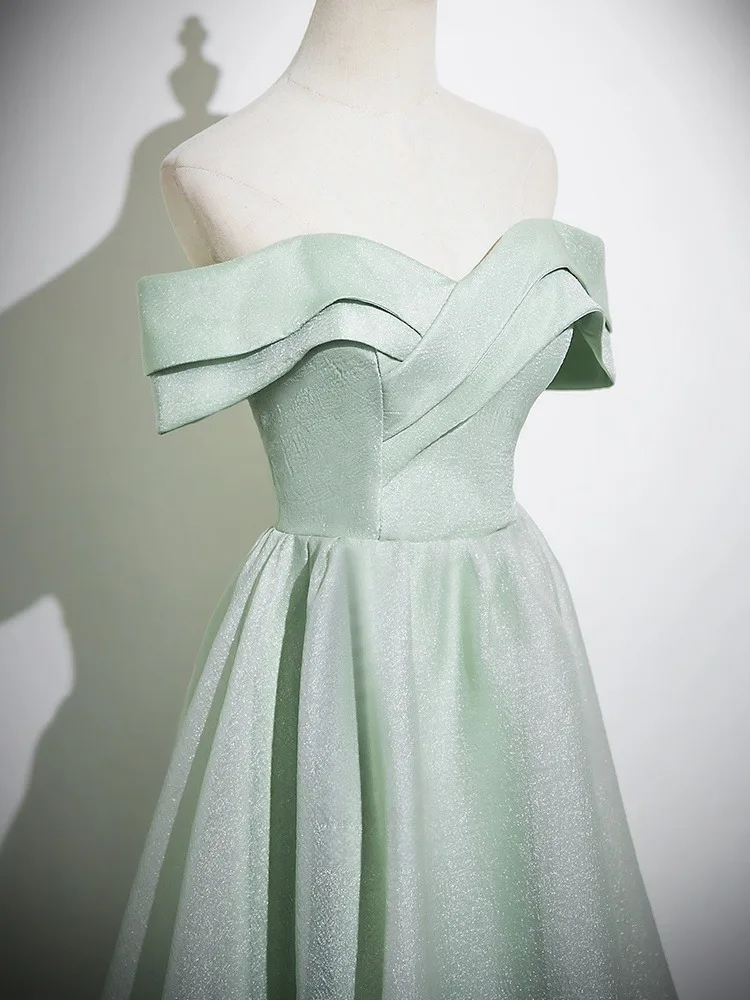 sage green prom dress short A-line Strapless Sage Short Prom Dress Satin Formal Gowns #CBD271