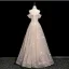 Glitzernden Charmant Champagner Perlenstickerei Strass Pailletten Abendkleider 2025 A Linie Off Shoulder Kurze Ärmel Rückenfreies Lange Festliche Kleider