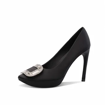 Chic Belle Noire Faux Diamant Promo Escarpins 2025 10 Cm Talons Aiguilles À Bout Pointu Escarpins Talons Hauts