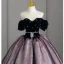 Vintage / Retro Black Rhinestone Sash Satin Prom Dresses 2023 Ball Gown Off-The-Shoulder Short Sleeve Backless Floor-Length / Long Formal Dresses
