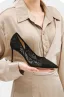 Elegant Ivory Leather Lace Wedding Shoes 2024 Wedding 6 cm Stiletto Heels Pointed Toe Pumps High Heels