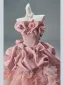 Vintage / Retro Blushing Pink Appliques Cascading Ruffles Prom Dresses 2026 Ball Gown Strapless Sleeveless Backless Floor-Length / Long Formal Dresses