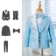 Fashion Sky Blue Rhinestone Long Sleeve 5-piece Boys Wedding Suits 2024 Coat Pants Shirt Tie Vest