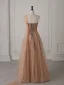 Scintillantes Champagne Paillettes Robe De Bal 2025 Princesse Une épaule Manches Courtes Dos Nu Longue Robe De Ceremonie