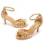 Charmant Gold Abend Strass Sandalen Damen 2023 Knöchelriemen 7 cm Stilettos Peeptoes Sandaletten Hochhackige