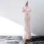 Style Chinois En Dentelle Rouge Robe De Soirée 2022 Trompette / Sirène Col Haut Perle Manches Courtes Longue Soirée Robe De Ceremonie