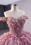 High-end Candy Pink Handmade  Beading Appliques Pearl Sequins Prom Dresses 2024 Ball Gown Off-The-Shoulder Sleeveless Backless Court Train Prom Formal Dresses
