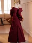 Elegant Burgundy Split Front Prom Dresses 2024 A-Line / Princess Off-The-Shoulder Short Sleeve Backless Floor-Length / Long Prom Formal Dresses