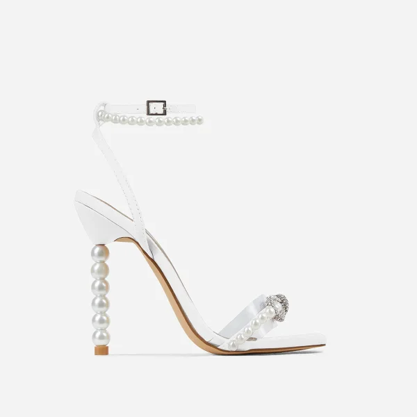 Sexy Charmant Rosa Abend Sandalen Damen 2022 Perle Knöchelriemen 11 cm Stilettos Peeptoes Sandaletten Hochhackige