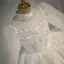 Charming White Beading Pearl Sequins Wedding Flower Girl Dresses 2022 Ball Gown High Neck Short Sleeve Court Train Flower Girl Dresses