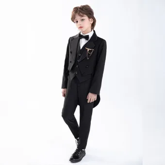 Black Long Sleeve Wedding Boys Wedding Suits 2025 Coat Body Jewellery Pants Shirt Tie Vest