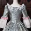 Mittelalterlich Vintage Himmelblau Strass Schleife Spitze Blumen Ballkleider 2026 Ballkleid Eckiger Ausschnitt Glockenhülsen Rückenfreies Lange Festliche Kleider