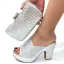 Chic / Beautiful Black Rhinestone Evening Party Womens Sandals Clutch Bags 2023 10 cm Thick Heels Open / Peep Toe Sandals High Heels Clutch Bags
