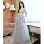Modest / Simple Grey Lace Butterfly Bridesmaid Dresses 2022 A-Line / Princess Short Sleeve Backless Floor-Length / Long Bridesmaid Dresses