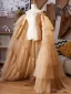 Fashion Champagne Cascading Ruffles Handmade  Prom shawl 2025