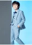 Bleu Ciel 5 pièces Manches Longues Costume Garçon Mariage 2022 Manteau Pantalon Chemise Cravate Gilet Costumes De Mariage pour garçons