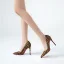 Sexig Brun Afton Läder Leopard Röd Sula Pumps 2026 12 cm Stilettklackar Spetsiga Pumps Högklackade