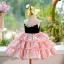 Chic / Beautiful Blushing Pink Pearl Cascading Ruffles Short Birthday Flower Girl Dresses 2024 Ball Gown Strapless Sleeveless Backless Flower Girl Dresses