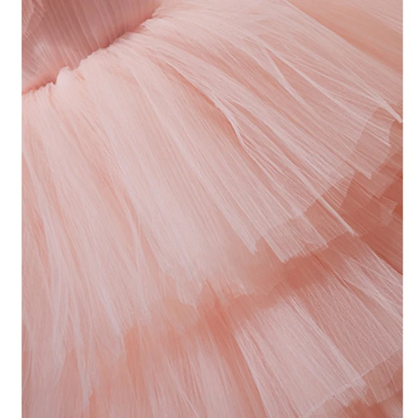 Charmant Rougissant Rose Volants en Cascade Percé Robe De Soirée 2023 Robe Boule Bustier Sans Manches Dos Nu Tribunal Train Soirée Robe De Ceremonie