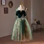 Vintage / Retro Dark Green Sequins Lace Flower Homecoming Graduation Dresses 2024 Spaghetti Straps Sleeveless Backless Tea-length Formal Dresses