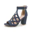 Schöne Braun Strassenmode Durchbohrt Sandalen Damen 2022 T-Riemen 8 cm Thick Heels Peeptoes Sandaletten Hochhackige