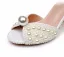 Élégant Blanche Perle Bride Cheville Chaussure De Mariée 2024 7 cm Talons Épais Peep Toes / Bout Ouvert Mariage Sandales Talons Hauts