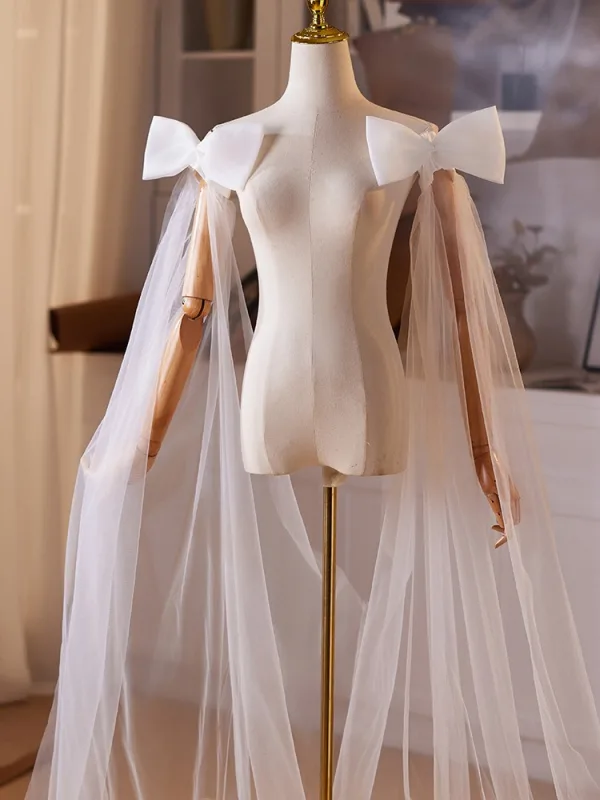 Mode Noeud Blanche Mariage châle 2025 Tulle