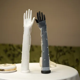 Schlicht Weiß Perle Hochzeit Brauthandschuhe 2026