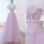 Charming Lavender Beading Pearl Sequins Evening Dresses 2023 A-Line / Princess Off-The-Shoulder Sleeveless Backless Floor-Length / Long Evening Party Formal Dresses