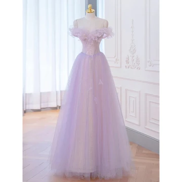 Charmant Lavande Perlage Perle Paillettes Robe De Soirée 2023 Princesse De L Épaule Sans Manches Dos Nu Longue Soirée Robe De Ceremonie