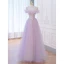 Charming Lavender Beading Pearl Sequins Evening Dresses 2023 A-Line / Princess Off-The-Shoulder Sleeveless Backless Floor-Length / Long Evening Party Formal Dresses