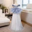 Schöne Himmelblau Perlenstickerei Pailletten Abendkleider 2023 A Linie Off Shoulder Ärmellos Rückenfreies Schleife Lange Abend Festliche Kleider