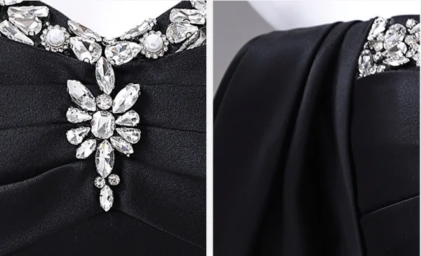 Style Audrey Hepburn Noire Faux Diamant Robe De Bal 2026 Princesse Sans Manches Dos Nu
