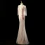 Charmant Rougissant Rose Perlage Perle Paillettes Robe De Soirée 2024 Trompette / Sirène Col v profond Manches Courtes Dos Nu Longue Soirée Robe De Ceremonie