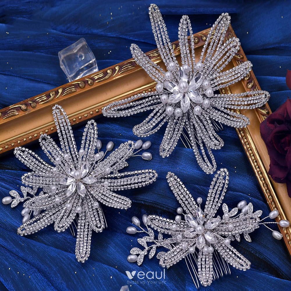 Crystal Silver Double Comb - Bridal Combs - Silver Combs - Art Deco Comb - cheapest Hair Combs - Hair Accessories - Veil Comb