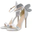 Glitzernden Silber Pailletten Schmetterling Sandalen Damen 2022 Cocktail Abend 11 cm Stilettos Knöchelriemen Peeptoes Sandaletten Hochhackige