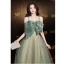 Fashion Sage Green Sequins Prom Dresses 2022 A-Line / Princess Spaghetti Straps Bow Rhinestone Sleeveless Backless Floor-Length / Long Prom Formal Dresses