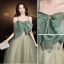 Fashion Sage Green Sequins Prom Dresses 2022 A-Line / Princess Spaghetti Straps Bow Rhinestone Sleeveless Backless Floor-Length / Long Prom Formal Dresses