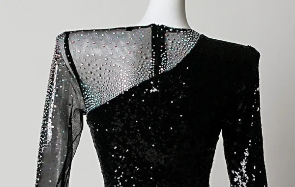 Sparkly Black Sequins Rhinestone Evening Dresses 2026 Trumpet / Mermaid Scoop Neck 3/4 Sleeve Floor-Length / Long Formal Dresses