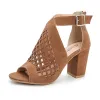 Roman Black Street Wear Summer Pierced Womens Sandals 2023 8 cm Thick Heels Open / Peep Toe Sandals High Heels