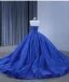 High-end Ocean Blue Handmade  Beading Pearl Sequins Lace Flower Chapel Train Prom Dresses 2024 Ball Gown Halter Sleeveless Backless Prom