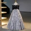 Élégant Noire Robe De Bal 2023 Robe Boule Bretelles Spaghetti Manches Courtes Dos Nu Noeud Longue Promo Robe De Ceremonie