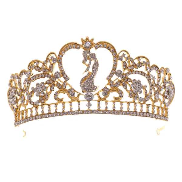 Niezwykły Złote Rhinestone Stop Ozdoby Do Włosów Ślubne 2022 Ślub Tiara